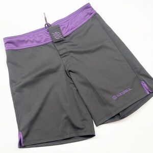 Sanabul black/purple MMA/BJJ workout shorts